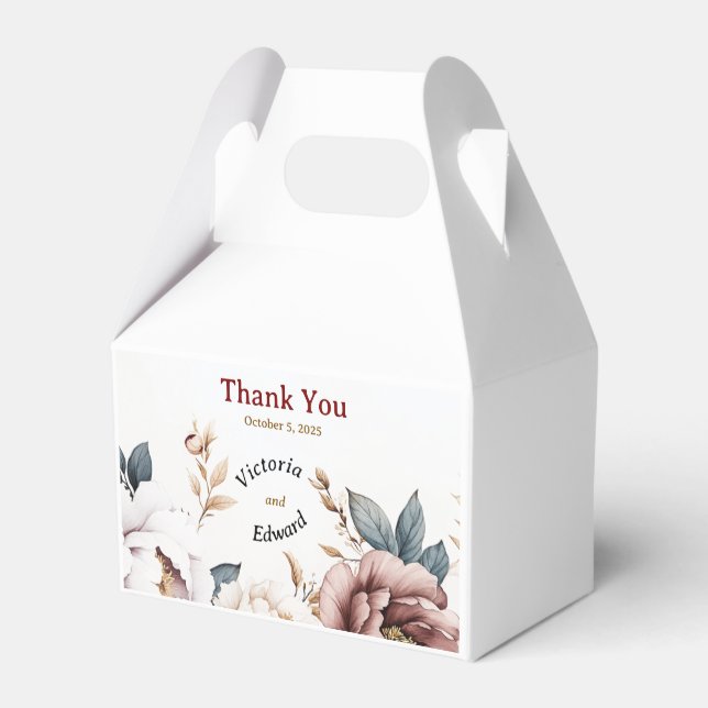 Victorian Peony Luxe Wedding Favor Box (Back Side)