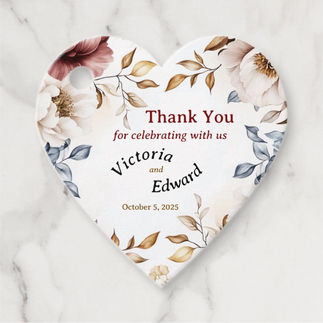 Victorian Peony Luxe Wedding Favor Tag (Front)