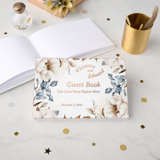Victorian Peony Luxe Wedding Foil Guest Book