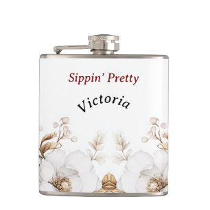 Victorian Peony Luxe Wedding Hers Vinyl Wrapped Flask