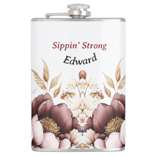 Victorian Peony Luxe Wedding His Vinyl Wrapped Flask