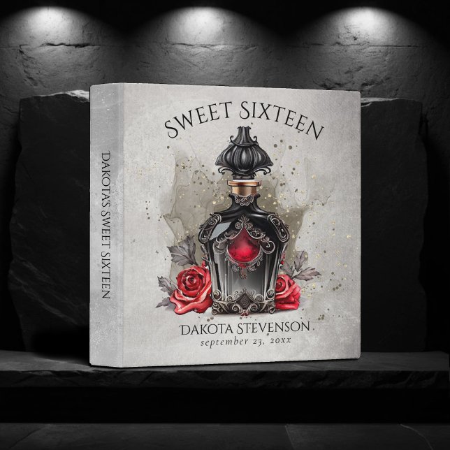 Victorian Perfume Bottle and Roses | Sweet Sixteen 3 Ring Binder (Creator Uploaded)