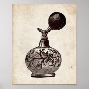 Victorian Perfume Bottle Illustration Poster