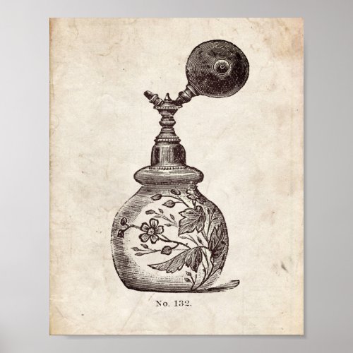 Victorian Perfume Bottle Illustration Poster