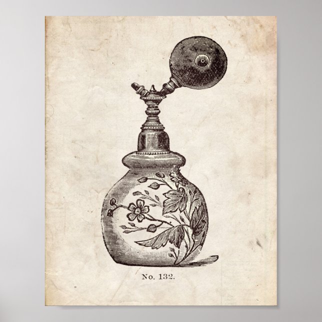 Victorian Perfume Bottle Illustration Poster (Front)