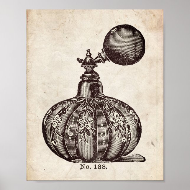 Victorian Perfume Bottle Illustration Poster (Front)