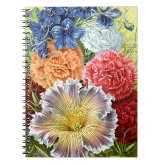 Victorian Petunia & Carnation Spiral Notebook