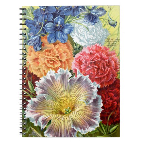 Victorian Petunia  Carnation Spiral Notebook