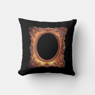 Victorian picture frame minimalist gold black throw pillow