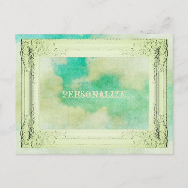 Victorian picture frame sky cloud painting teal  postcard (Front)