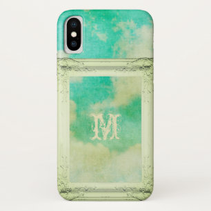 Victorian picture frame sky cloud teal cream iPhone x case