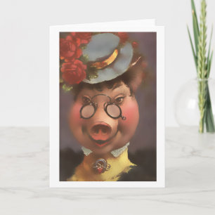 Victorian Pig Lady Card