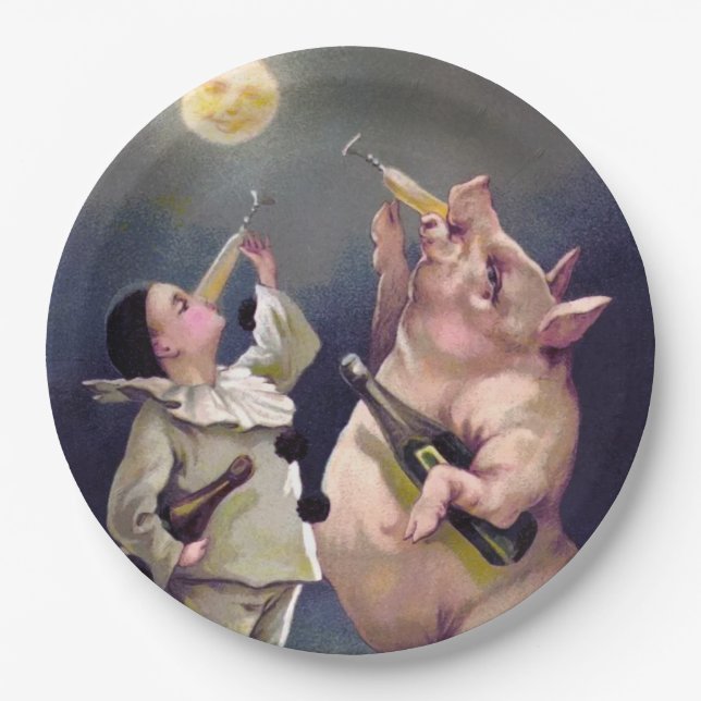 Victorian Pig Paper Plates (Front)