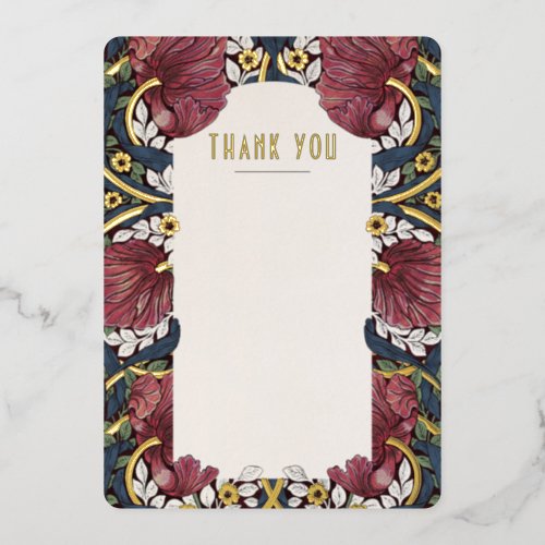 Victorian Pimpernel Floral Gold Thank You Card