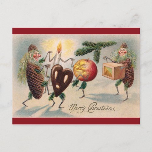 Victorian Pinecone Man Christmas Holiday Postcard