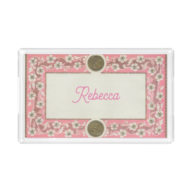 Victorian Pink Acrylic Tray (Front)