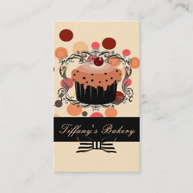 Victorian Pink Boutique Bakery Business Cards (Front)