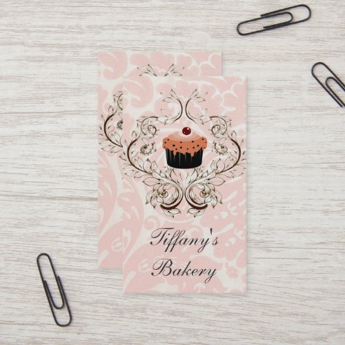 Victorian Pink Damask Boutique business cards