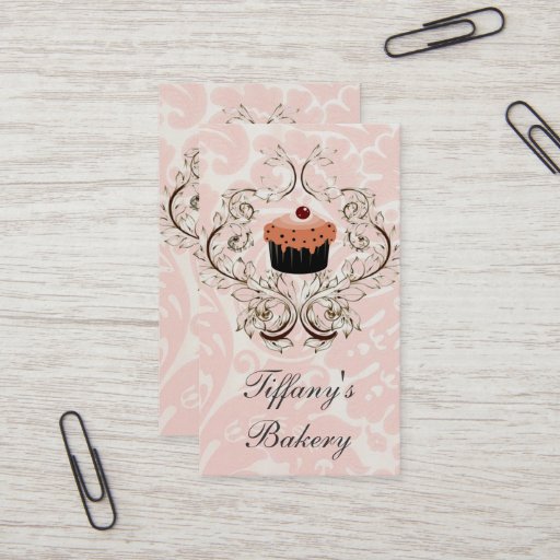 Customizable Victorian Pink Damask Boutique business cards