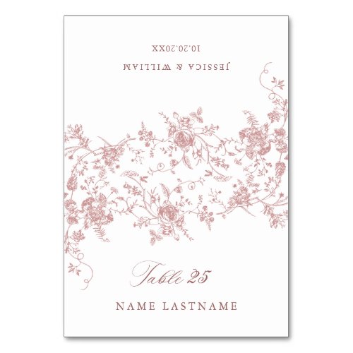 Victorian Pink French Garden Wedding Escort Card