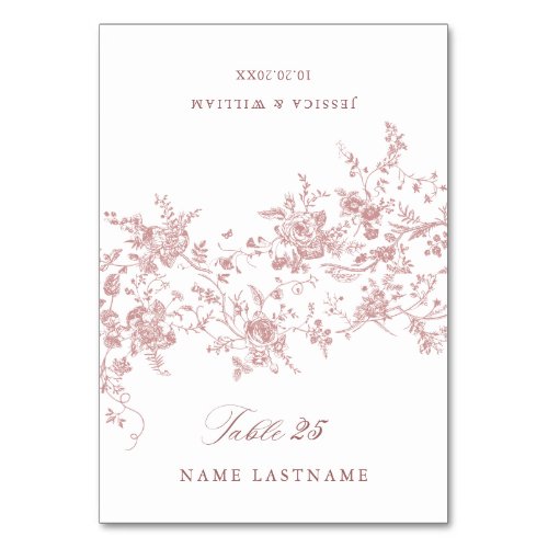 Victorian Pink French Garden Wedding Escort Card