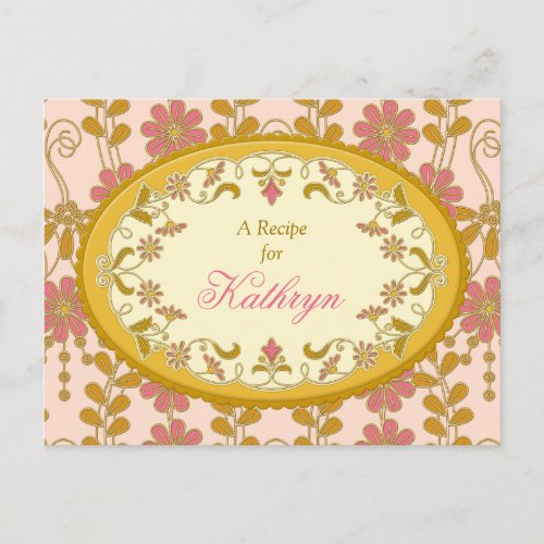 Victorian Pink Gold Recipe Card for the Bride