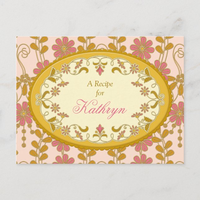 Victorian Pink Gold Recipe Card for the Bride (Front)
