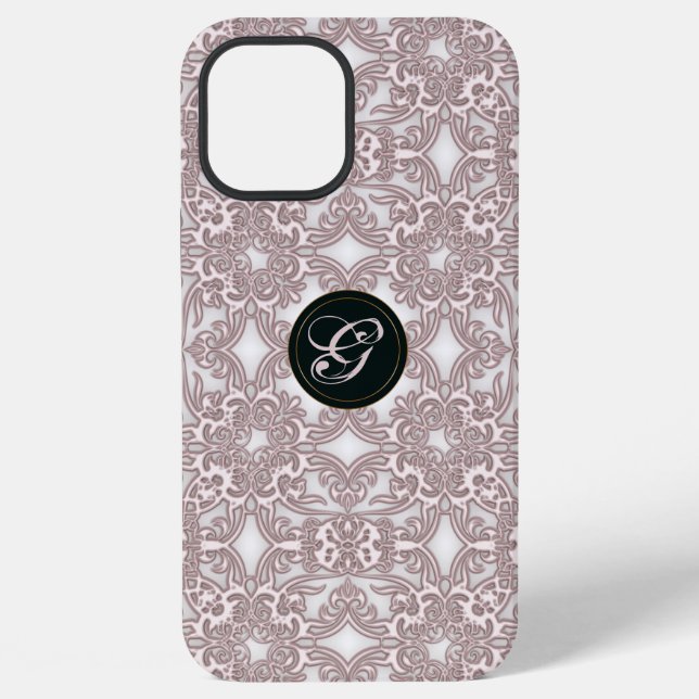 Victorian pink pattern. Monogram. Iphone Case (Back)