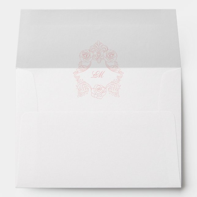 Victorian Pink Pre-Addressed Wedding Invitation Envelope (Back (Bottom))