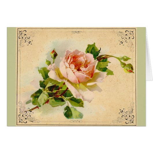 Victorian Pink Rose Cards (Front Horizontal)