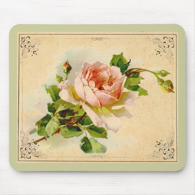 Victorian Pink Rose Mouse Pad (Front)