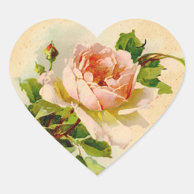 Victorian Pink Rose Sticker Tag (Front)