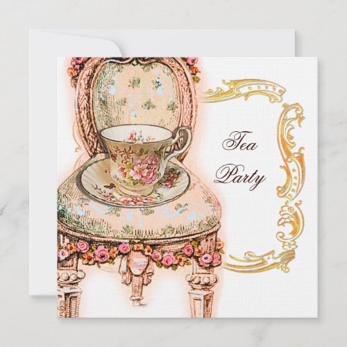 Victorian Pink Rose Tea Party Invite