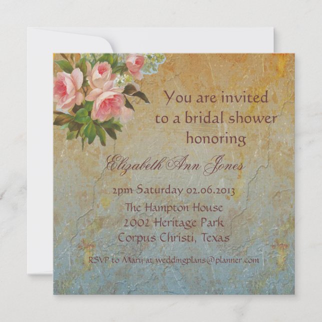 Victorian Pink Rose Tea Party Invitation (Front)