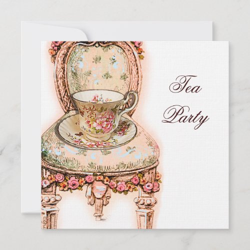 Victorian Pink Rose Tea Party Invite