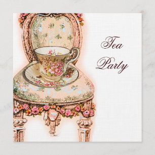 Victorian Pink Rose Tea Party Invitation