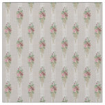 Victorian Pink Roses and White Lace Stripes Fabric