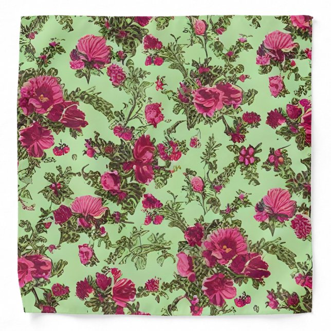 Victorian Pink Roses Bandana (Front)