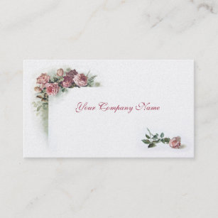 Victorian pink roses business card