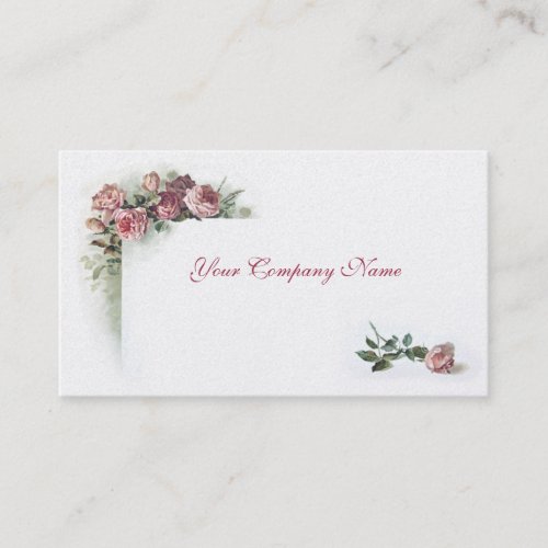 Victorian pink roses business card