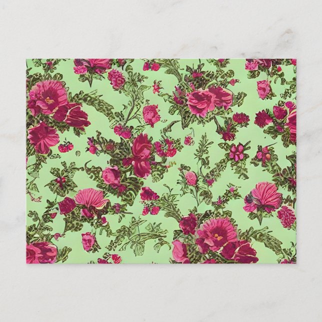 Victorian Pink Roses Postcard (Front)