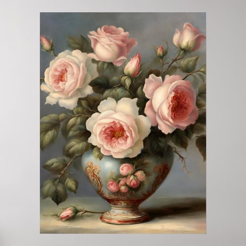 Victorian Pink Roses  Poster
