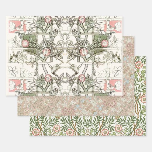 VICTORIAN PINKS FROM MORRIS HEAVY WEIGHT DECOUPAGE WRAPPING PAPER SHEETS