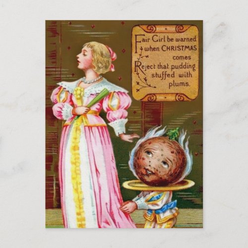 Victorian Plum Pudding Christmas Postcard