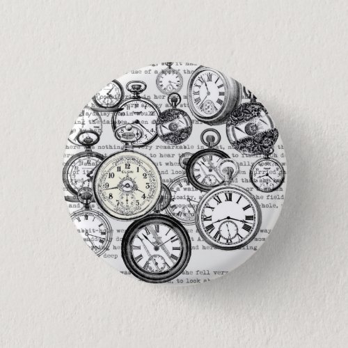 Victorian Pocket Watch Alice in Wonderland Button
