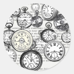 Victorian Pocket Watch Alice in Wonderland Classic Round Sticker