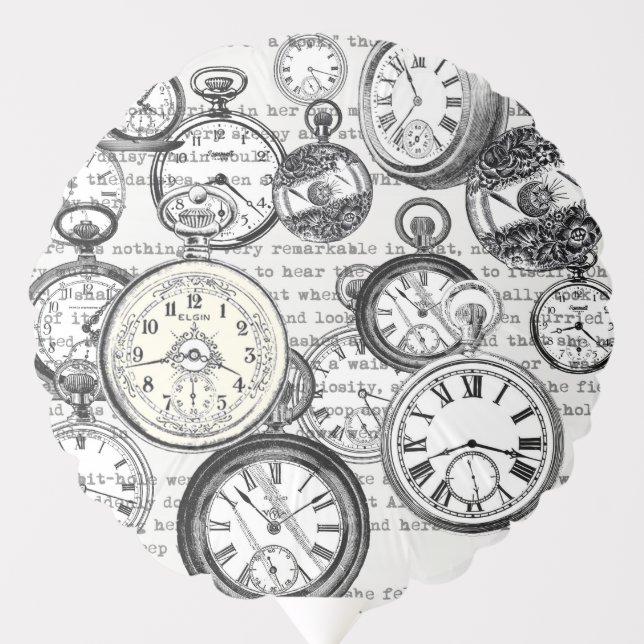 Victorian Pocket Watch Collage Alice in Wonderland Balloon (Front)