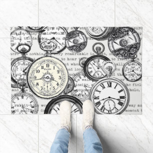 Victorian Pocket Watch Collage Alice in Wonderland Doormat