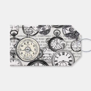 Victorian Pocket Watch Collage Alice in Wonderland Gift Tags