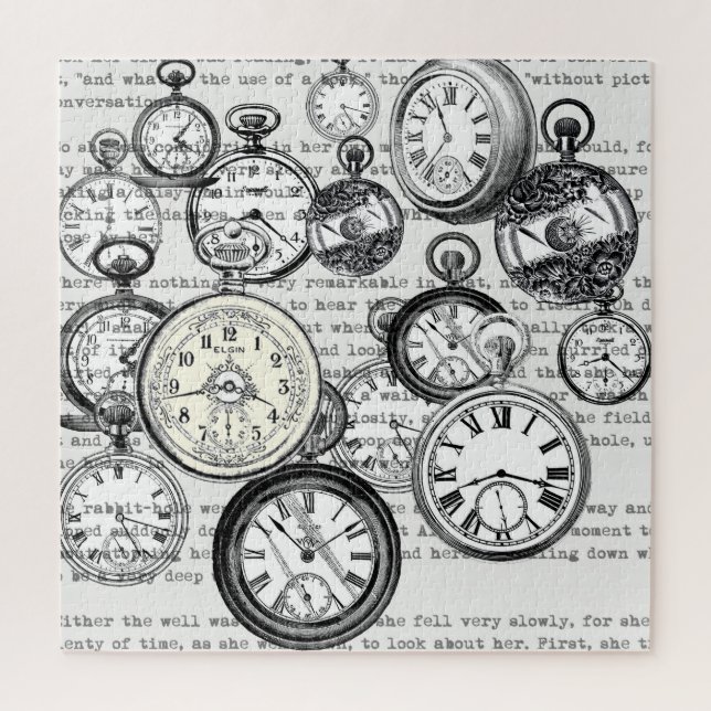 Victorian Pocket Watch Collage Alice in Wonderland Jigsaw Puzzle (Vertical)
